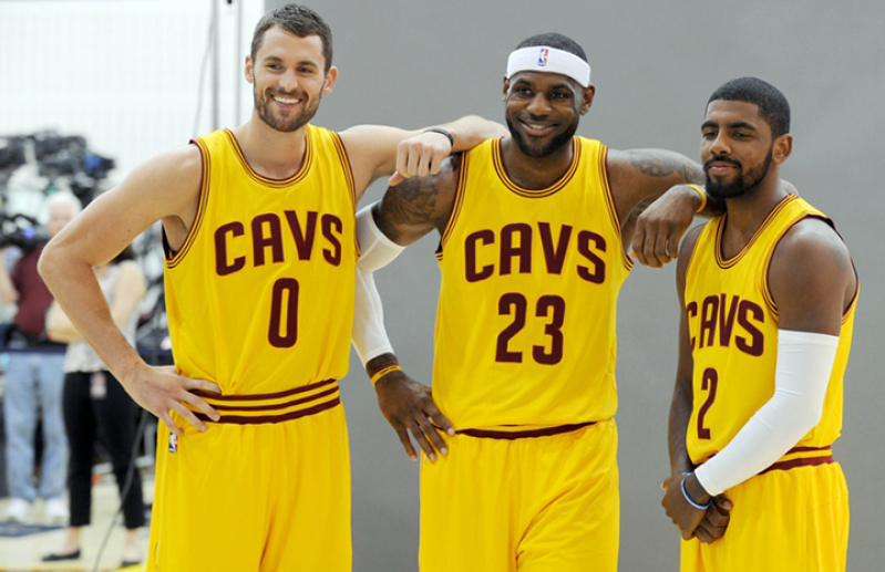 Cleveland Cavaliers Kevin Love, Lebron James, Kyrie Irving