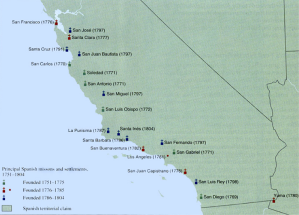 Map of the Spanish missions