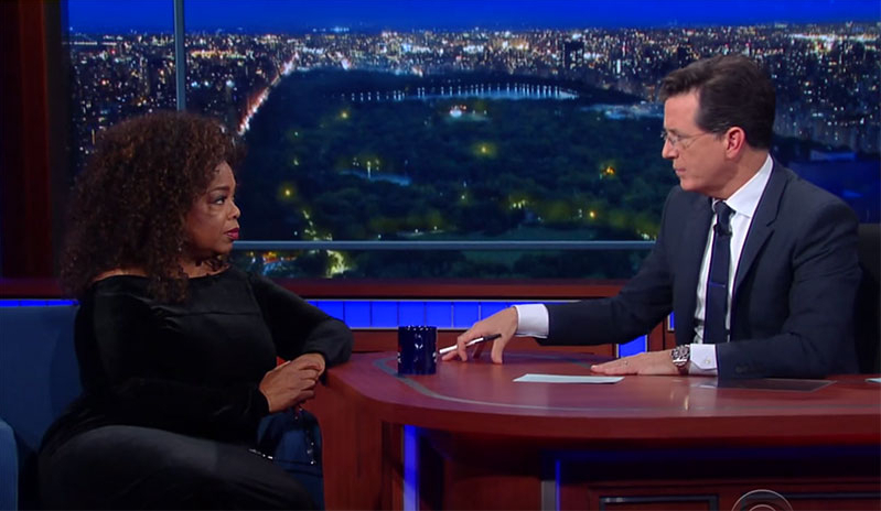 Oprah Winfrey and Stephen Colbert