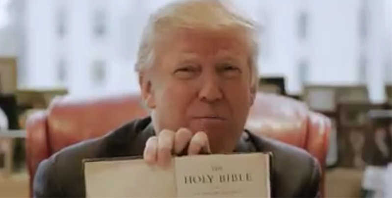 Donald Trump Holding His Mother's Bible