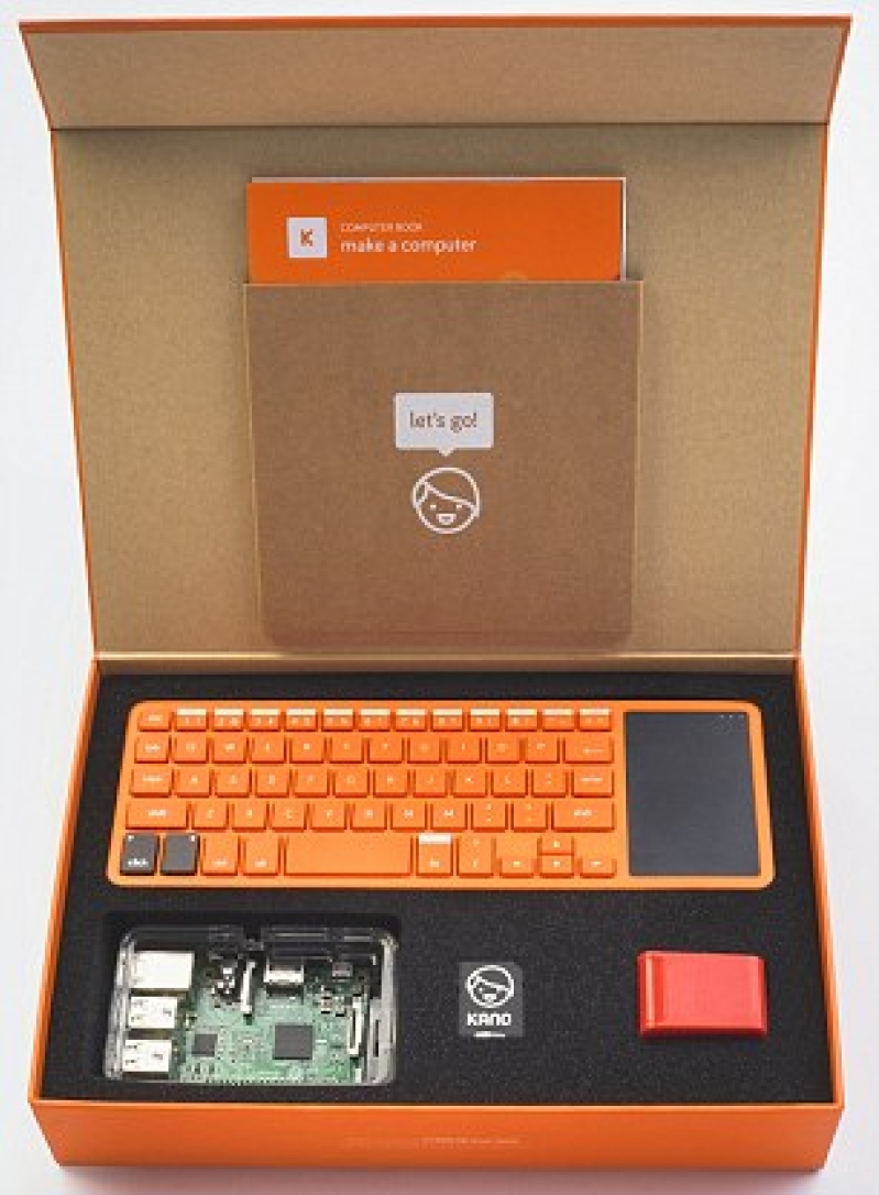 Kano's computer bundle kit featuring its innovative DIY computer screen.