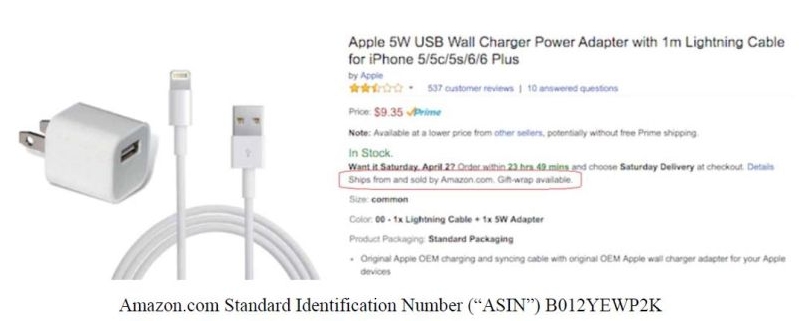 A fake iPhone charger advertised as 