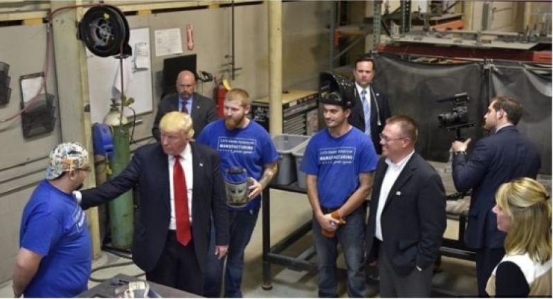 Trump visiting workers