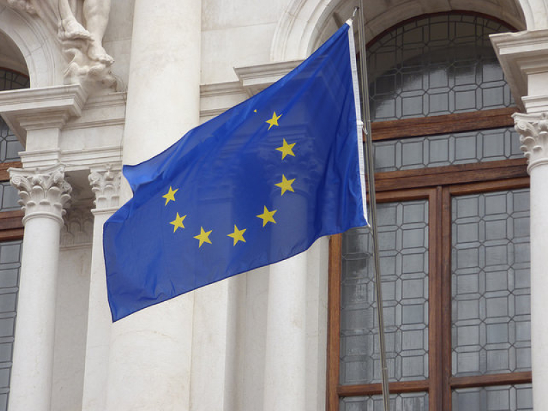 Upper City - Bergamo - Piazza Vecchia - Biblioteca Civica Angelo Mai - European Union flag