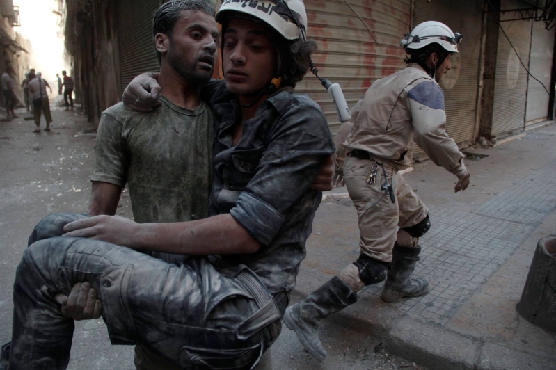 White Helmets, a volunteer rescue group working on the ground. 